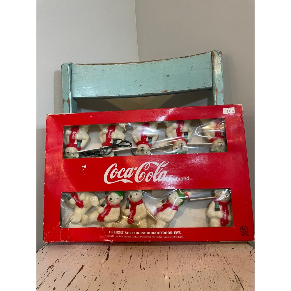 Vintage Coca-Cola Polar Bear Christmas Lights 10 Light Set Indoor Outdoor‎ 1998